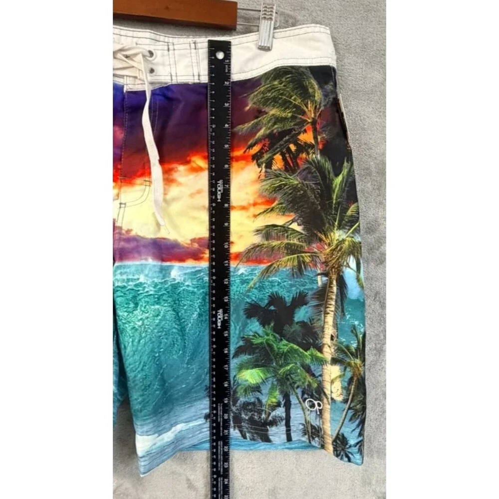 OP Ocean Pacific Board Shorts Men’s 38 Tropical Beach Sunset Swim Trunks